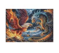 Flame Colorful Dragon Bald Eagle 300 Piece Jigsaw Puzzle for Adults Jigsaw After School Activity for Teens Stress Buster Whimsical Gift Idea Stylish Home Decor 300 PCS