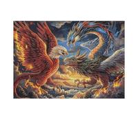 Flame Colorful Dragon Bald Eagle 300 Piece Jigsaw Puzzle for All Ages Doll Animal Pet Birthday Party Activity Group Fun High Resolution Print Home Decor Entertainment 300 PCS