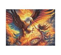 Flame Colorful Dragon Bald Eagle 500 Piece Jigsaw Puzzle for Adults Magical Cosmic Creatures Winter Evening Activity Cozy Relaxation Detailed Artwork Ideal Housewarming Gift 500 PCS