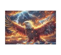Flame Colorful Phoenix Bald Eagle 1000 Piece Complete Jigsaw Puzzle Set Radiant Whimsical Menagerie Teens Beginners Educational Challenge Puzzle Fans Group Play Anniversary Quality Material 1000 PCS