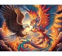 Flame Colorful Phoenix Bald Eagle 1000-piece Jigsaw Puzzle Set Animal Pet For Adults Teens 14+ Logic Skill Indoor Game Family Game Night Summer Durable Material 1000 PCS/75x50cm