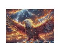 Flame Colorful Phoenix Bald Eagle 300 Pc Classic Jigsaw Puzzle Radiant Whimsical Menagerie Puzzle for Adults Hard Challenging Hobby Home Decor Poster Eco Friendly Material 300 PCS