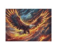 Flame Colorful Phoenix Bald Eagle 300 Pieces Jigsaw Puzzles For Men Educational Decompression Adults Anxiety Memory Care Mothers Valentines Cardboard 300 PCS/40x28cm
