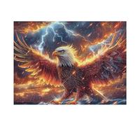 Flame Colorful Phoenix Bald Eagle 500 Piece Count Premium Jigsaw Puzzle Radiant Whimsical Menagerie Teen Fans 14-18 Yrs Ultra Difficult Leisure Adventure Valentines Creativity & Gift Giving 500 PCS