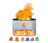 Flame Crystal Salt Aromatherapy Diffuser, Fireplace Flame Aroma Humidifier Diffuser, Himalayan Salt Lamp, Essential Oil Diffuser With Automatic Safety Switch, 250mL(Color:White)