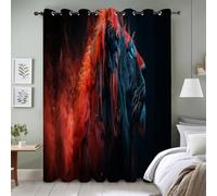 Flame Curtains for Bedroom Lion Window Curtain for Bedroom, Thermal Insulated, Noise Reducing Curtains, Living Room-Curtain 66 x 72 Inch 2 PanelsYI2833