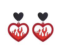 Flame Dangle Earrings Trendy Drop Ear Jewelry Acrylic Ear Drops For Women Fashion Girls Ornement Y2K Jewelry Pieces Hollow Heart Dangle Hook Rings