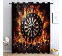 Flame Darts Roulette Theme 100% Total Blackout Eyelet Curtains, Black Thermal Insulated Ring Top Window Drapes for Boys Girls Teens Bedroom Living Room - 2 Panels, Total 92"W x 54"L (234x138cm)