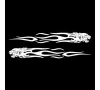 Flame Decals, 2Pcs Reflective Car Motorcycle Stickers, Creative Graphics for Auto Body Truck Bumper, Black White Red Blue, 35x5cm(White)