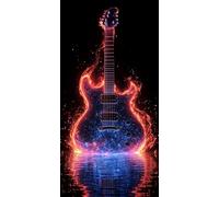 Flame Diamond art Kits Adults Guitar Diamond Painting Cross Stitch Kits for Adults 16 x 8in, 5D DIY Crystal Art Canvas for Painting, Rhinestones Embroidery Wall Pictures Crafts for Home Decor DZSH5252