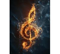 Flame Diamond Art Kits Adults, Music Diamond Painting, Crystal Art Kits for Adults, DIY Round Full Drill Embroidery Cross Stitch Canvas Painting Crafts Pictures, for Home Wall Decor, 30x40cm 0-3466