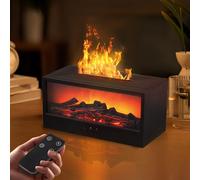 Flame Diffuser, 3D Flame Essential Oil Diffuser, 150ml Fireplace Flame Humidifier with 7 Colour Lights, Timer, Auto-Off, Remote Control, Super Quiet Night Light Aroma Diffusers for Home Office Bedroom