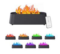 Flame Diffuser, 7 Colour Lights Essential Oil Diffuser Super Quiet Electric Essential Oil Diffusers Flame Aromatherapy Diffuser for Home Office Room, Timer & Waterless Auto Off (Black)