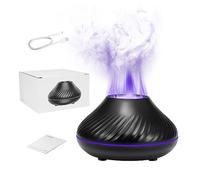 Flame Diffuser Aromatherapy Essential Oil Diffuser & Humidifier 130ml Ultrasonic USB, Ultra-Quiet Auto Shut-Off with 7-Color LED Flame Effect Night Light for Bedroom Office Home (Black)