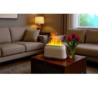 Flame Diffuser, Essential Oil Humidifier, 3 Color Night Light, Air Purifier, 200 ML, Compact ABS, 7.1 x 2.8 x 4.5 in, 18.1 x 7.2 x 11.4 cm, Home Decor, Stress Relief Gift, White