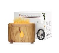 Flame Diffuser for Essential Oils, 200ml Ultrasonic Aroma Diffusers with Cool Mist, Aromatherapy Diffuser with Auto-Off Protection, Small Humidifier for Home,Office,Bedroom,Gift (Wooden Grain)