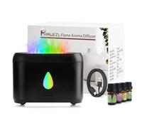 Flame Diffuser for Essential Oils, 200ml Ultrasonic Aroma Diffusers with Cool Mist, Aromatherapy Diffuser with Auto-Off Protection, Small Humidifier for Home,Office,Gift,B(7 Colors)+Oils（Each 5ml）