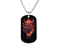 Flame Dragon Custom Memorial Necklace Personalized Rectangle Necklaces Pendant Jewelry Gifts for Men Women