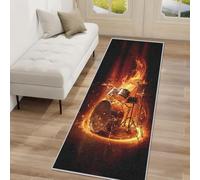 Flame Drum Set Runner Rug 60 x 180 cm Long Washable, Musical Instrument Rock Music Carpet Runners for Hallway Non Slip, Kitchen Entryway Hall Bedroom Decor, Soft Low Pile hy&eQ43