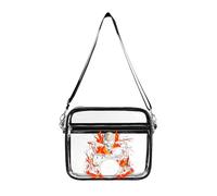 Flame Drummer Skull Women's Clear Crossbody Bag Fashion Purses Small Shoulder Handbags, Stadium Approved