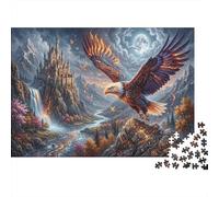 Flame Eagle Recycled Paper Jigsaw Puzzle 1000 Piece Moonlit Waterfall Castle Birthday Gift Memory Improvement Party Game Wall Decor 38x26cm/1000pcs