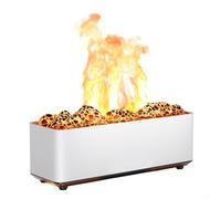 Flame Effect Aroma Diffuser Portable with Cool Mist Humidifier and Safety Auto Shut Off, Perfect for Creating Cozy Environments (White-B)