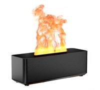 Flame Effect Aroma Diffuser Portable with Cool Mist Humidifier and Safety Auto Shut Off, Perfect for Creating Cozy Environments (Black-A)