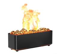 Flame Effect Aroma Diffuser Portable with Cool Mist Humidifier and Safety Auto Shut Off, Perfect for Creating Cozy Environments (Black-B)