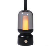 Flame Effect Bedside Lamp 14h Runtime Romantic Decor(black) | Retro aesthetic, portable handle, elegant decor, 1800K warm glow, cozy ambiance creation