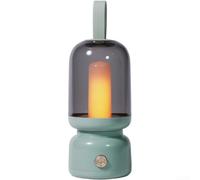 Flame Effect Bedside Lamp 14h Runtime Romantic Decor(green) | Retro aesthetic, portable handle, elegant decor, 1800K warm glow, cozy ambiance creation