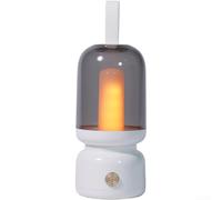 Flame Effect Bedside Lamp 14h Runtime Romantic Decor(white) | Retro aesthetic, portable handle, elegant decor, 1800K warm glow, cozy ambiance creation