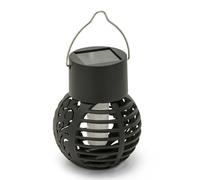 Flame-Effect Solar Lantern, Flaming Solar Garden Lamp. Hanging and Decorative Outdoor Light for Parties, Patios, Balcony, and Gardens. Black