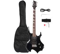 Flame Electric Guitar HSH Pickup Shaped W/ Strap Picks Shake Cable Black