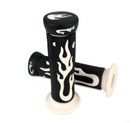 Flame-Embossed Rubber Motorcycle Handlebar Grips, 22mm Left / 24mm Right ID, 5" Length, Non-Slip Soft Grip for Honda CBR/VFR/for CR/XR/for YZF/for FZR/for PW/TW &(White-Black)