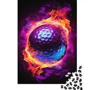 Flame Engulfed Golf Ball 1000-Piece Puzzle for Adults, 70x50cm/1000pcs, Smooth White Card with Reduced Dust; Easy to Revisit Throughout The Week