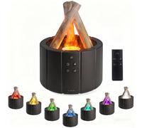 Flame Essential Oil Diffuser 250ml, Bonfire Aromatherapy Diffuser Cool Mist Humidifier with 7 Color LED Light/Remote/Auto-Off/2 Mist Level, Ultrasonic Diffuser for Essential Oils for Home Office Gift