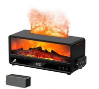 Flame Essential Oil Diffuser, 4-in-1 Aromatherapy Humidifier with Realistic Fire Effect & 7-Color Mood Lights, 250ml Large Tank, 10H Timer, Remote Control, 5000mAh Power Bank Function for Home