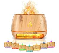 Flame Essential Oil Diffuser, 7 Colour Lights Aromatherapy Diffuser & Himalayan Pink Salt Rock Lamp, Waterless Auto-Off, Super Quiet Cool Mist Air Humidifier for Bedroom Home Office Yoga Spa, 200ml