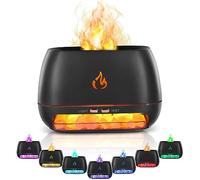 Flame Essential Oil Diffuser, 7 Colour Lights Aromatherapy Diffuser & Himalayan Pink Salt Rock Lamp, Waterless Auto-Off, Super Quiet Cool Mist Air Humidifier for Bedroom Home Office Yoga Spa, 200ml