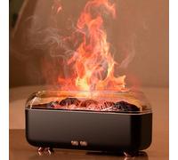 Flame Essential Oil Diffuser, Colorful USB Aromatherapy Humidifier, Super Quiet Air Humidifier Sleep Benefits, Waterless Auto-Off For Home Office Room(Black)