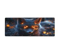 Flame-Eyed Fox Mouse Pad In Big Extended Non-Slip Rubber Base Mousepad With Stitched Edges Gaming Pc Desktop Large Mouse Pad 11.8x31.5