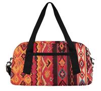 Flame Feather Kids Travel Bag for Boys Girls Small Sports Dance Gym Bag for Night Travel Weekend, African Ethnic Geometric Prin, 18.5"L x 9.4"W x 7.8"H