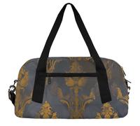 Flame Feather Kids Travel Bag for Boys Girls Small Sports Dance Gym Bag for Night Travel Weekend, Gold Print Tribe - Abstract, 18.5"L x 9.4"W x 7.8"H