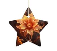 Flame Flower Ornament with String, Keepsake Hanging Decorations,Ceramic Ornaments for Women Men Indoor Home Holiday Party Gifts