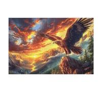 Flame Flying Bald Eagle 1000 Piece Jigsaw Puzzle for Adults Magical Cosmic Creatures Jigsaw Bedroom Decor Accent Whimsical Brainteaser Great Relaxation Activity 1000 PCS