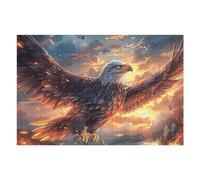Flame Flying Bald Eagle 1000 Piece Jigsaw Puzzle for Adults Magical Cosmic Creatures Solo Leisure Time Challenging Fun No Dust Pieces Great Gift for Puzzle Enthusiasts 1000 PCS