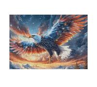 Flame Flying Bald Eagle 300 Piece Jigsaw Puzzle for Adults Luminous Enchanted Beasts Garage Wall Art Man Cave Decor No Duplicate Pieces for Men 300 PCS