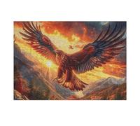 Flame Flying Bald Eagle 300 Piece Jigsaw Puzzle for Adults Magical Cosmic Creatures Jigsaw Post Work Relaxation Tool Challenging Fun for Friends Family Home Decor 300 PCS