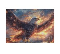 Flame Flying Bald Eagle 300 Piece Jigsaw Puzzle for Adults Magical Cosmic Creatures Vacation Souvenir Memory Keepsake No Dust Pieces Great Gift for Travelers 300 PCS