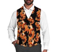 Flame Fox Auspicious Clouds Men’s Suit Vest Waistcoat V-neck Tuxedo for Business Weddings